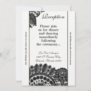 3,5x7 Empfangskarte Vintage schwarze Spitzen-Doili Einladung
