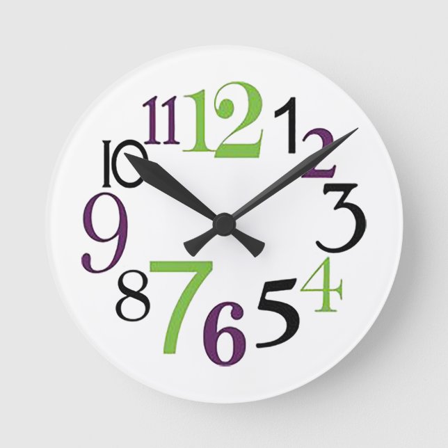 "3-6-9-12 Uhr" Runde Wanduhr (Vorderseite)