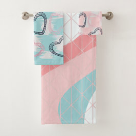 3 Abstraktes Farbmuster Badhandtuch Set