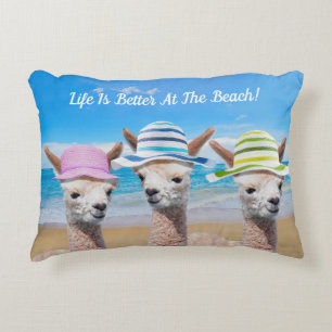 3 Alpacas Leben ist besser am Strand!Personalisier Dekokissen