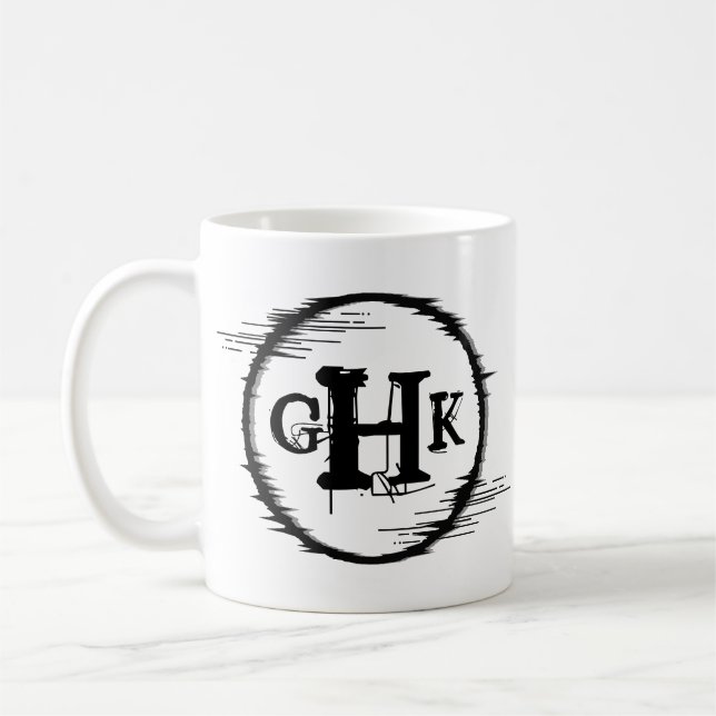 3 Anfangsbuchstabe Distorierter Kreis Kaffeetasse (Links)