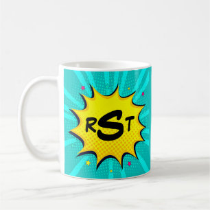 3 Anfangsbuchstabe Monogram Aqua Pop Art Cloud Kaffeetasse