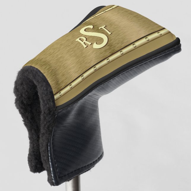 3 Anfangsbuchstabe Monogramm Brauntanncreme gebürs Golf Headcover (3/4 Vorderseite)