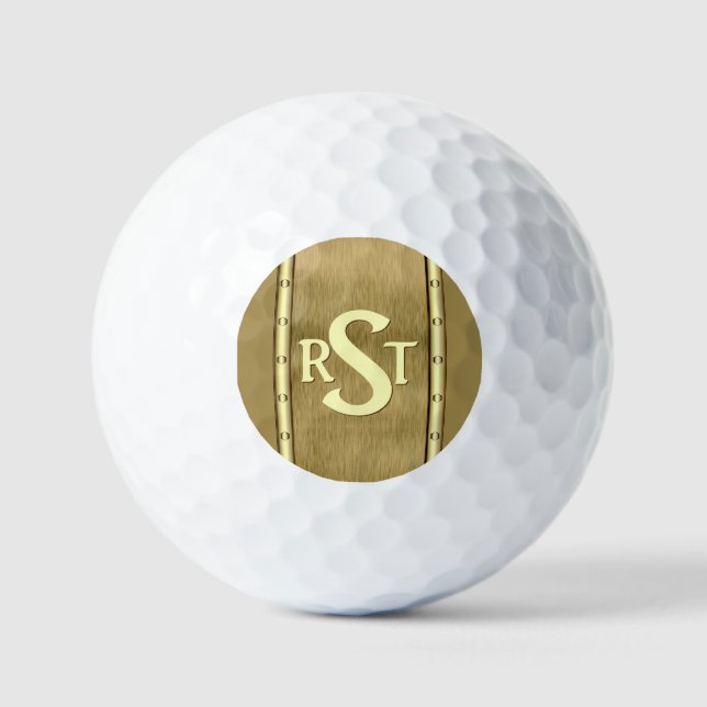 3 Anfangsbuchstabe Monogramm Brauntanncreme gebürs Golfball (Vorderseite)