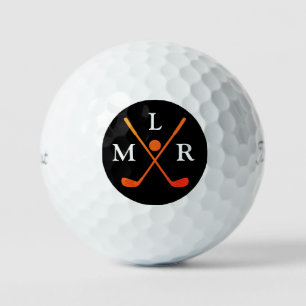 3 Anfangsbuchstaben gekreuzte rote Kleeblätter Golfball
