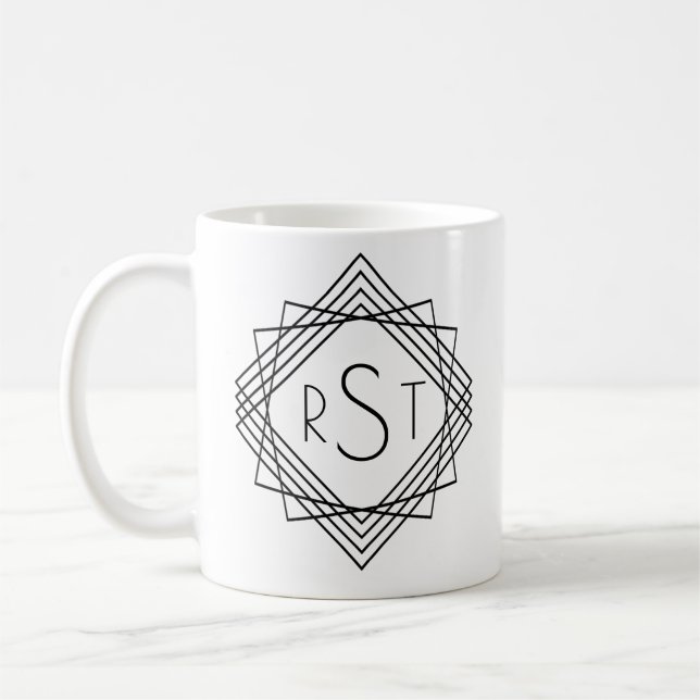3 Anfangsbuchstaben Klassische geometrische Linien Kaffeetasse (Links)