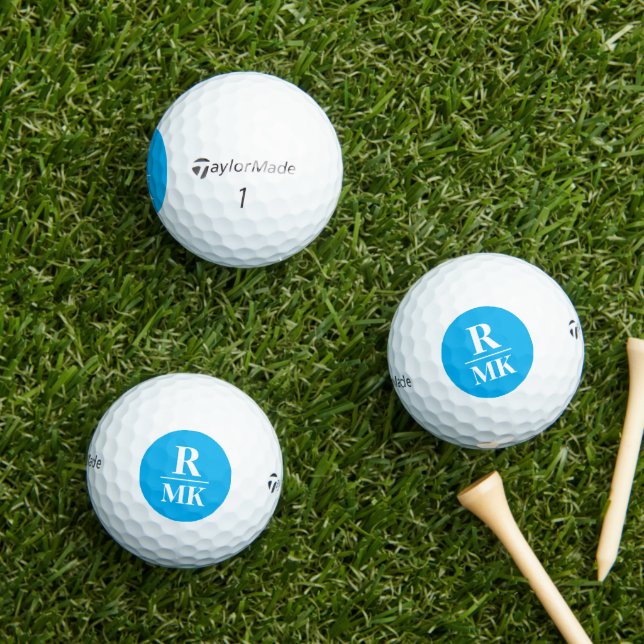 3 Anfangsbuchstaben Mit Monogramm Azure Blue Golfball (Insitu Gras)
