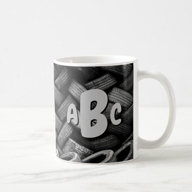 3 Anfangsbuchstaben Monogram Alte Reifen Kaffeetasse (Rechts)