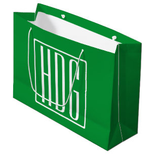 3 Anfangsbuchstaben Monogramm Grün & Weiß Große Geschenktüte