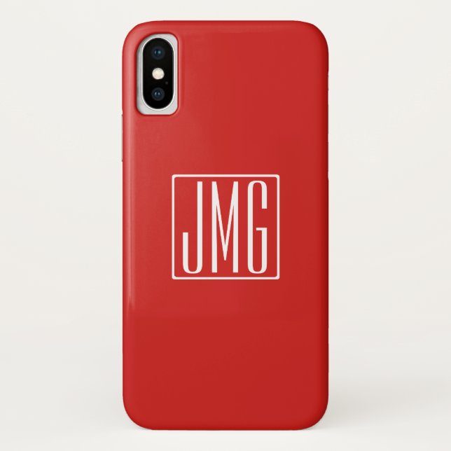 3 Anfangsbuchstaben Monogramm | Rot & Weiß (oder D Case-Mate iPhone Hülle (Rückseite)