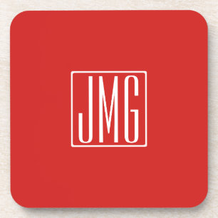 3 Anfangsbuchstaben Monogramm Rot & Weiß (oder D Getränkeuntersetzer