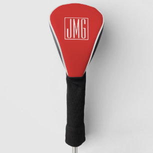 3 Anfangsbuchstaben Monogramm Rot & Weiß (oder D Golf Headcover