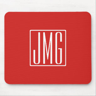 3 Anfangsbuchstaben Monogramm Rot & Weiß (oder D Mousepad