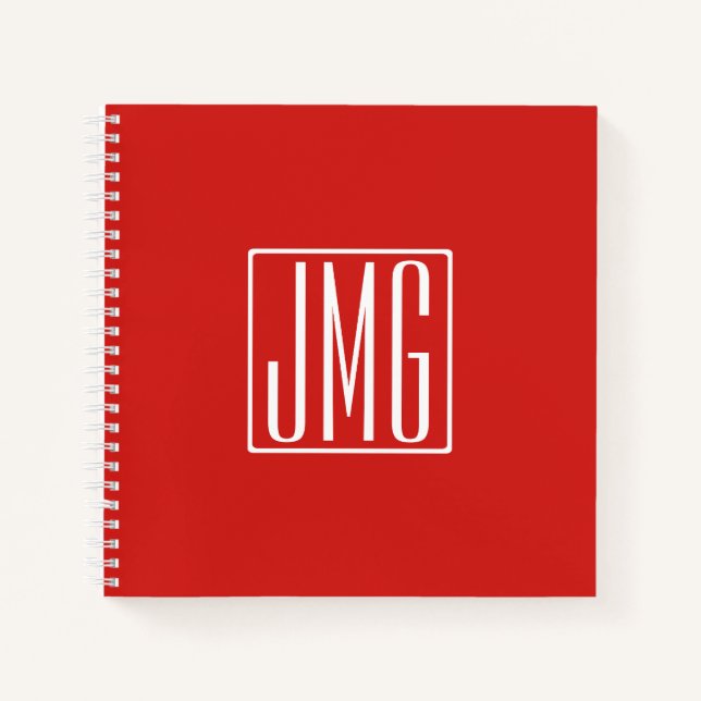 3 Anfangsbuchstaben Monogramm | Rot & Weiß (oder D Notizbuch (Vorderseite)