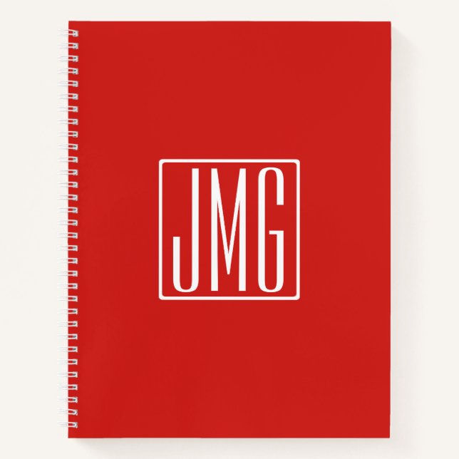 3 Anfangsbuchstaben Monogramm | Rot & Weiß (oder D Notizbuch (Vorderseite)