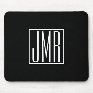 3 Anfangsbuchstaben Monogramm   Schwarz & Weiß (od Mousepad