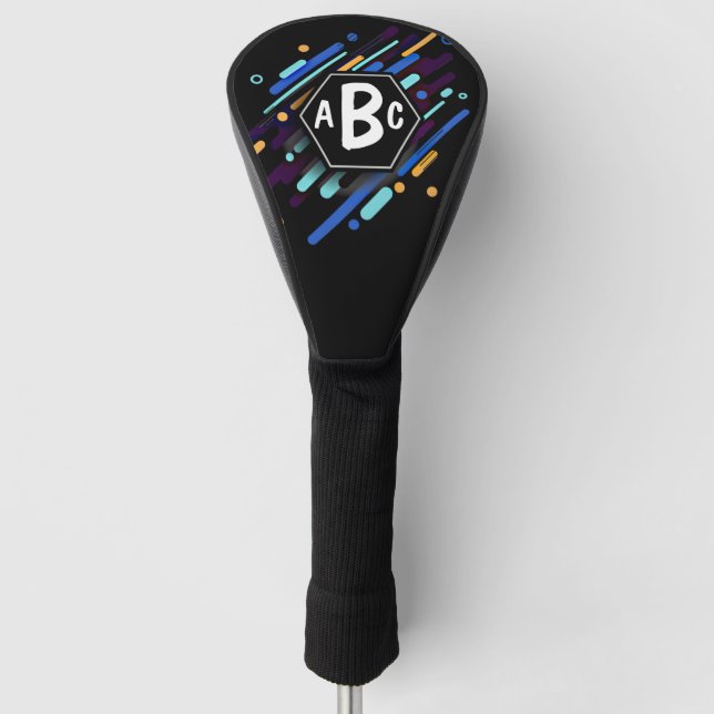 3 Anfangsbuchstaben Monogramm Schwarzer Rahmen Bla Golf Headcover (Vorderseite)