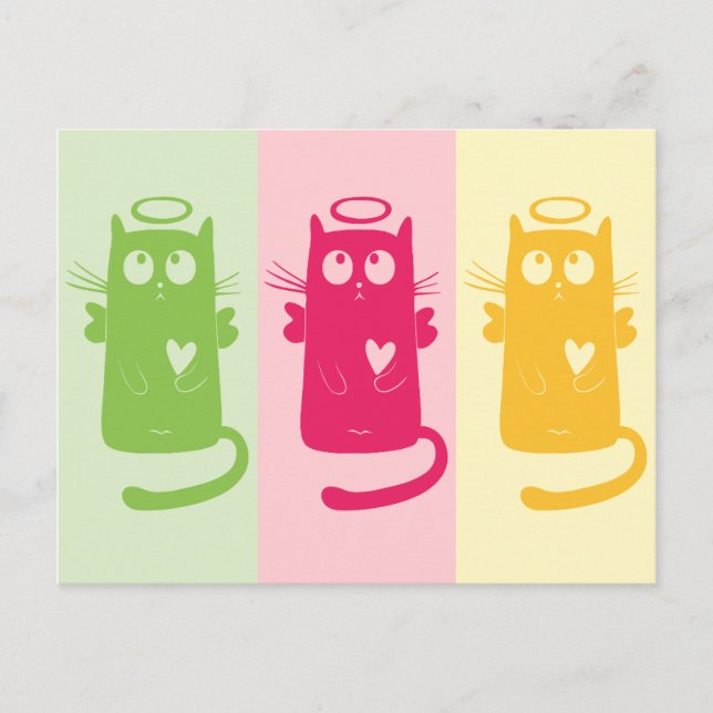 3 Angelic Cats Postcard Postkarte (Vorderseite)