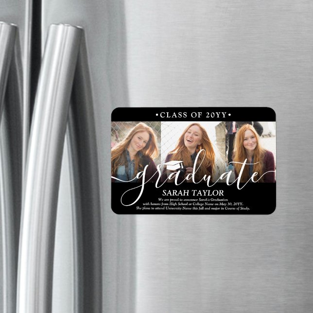 3 Ankündigung von Foto Collage Black Abschluss Magnet (Von Creator hochgeladen)