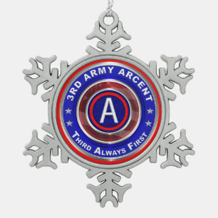 3. Armee ARCENT Weihnachtsbaumschmuck Schneeflocken Zinn-Ornament