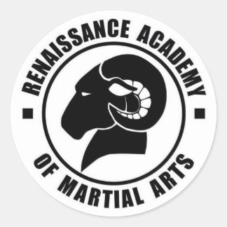 3" Aufkleber, Set 6, Weiß auf Schwarz Runder Aufkleber