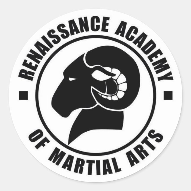 3" Aufkleber, Set 6, Weiß auf Schwarz Runder Aufkleber (Vorderseite)