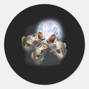 3 B Fische auf dem Mond Funny B Fischen Lover Fish Runder Aufkleber
