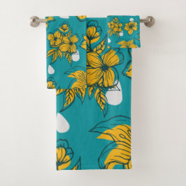 3 Badetücher — Gelbe Lys Badhandtuch Set