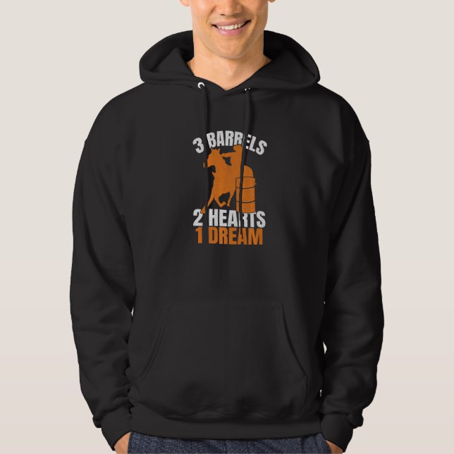 3 Barrels 2 Hearts 1 Dream Barrel Race Horse Barre Hoodie (Vorderseite)