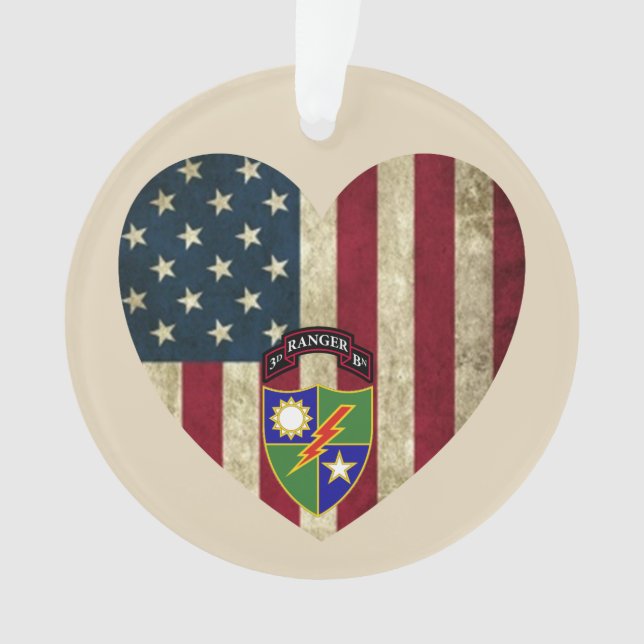 3. Bataillon 75. Ranger Reg American Heart Flag Ornament (Vorderseite)