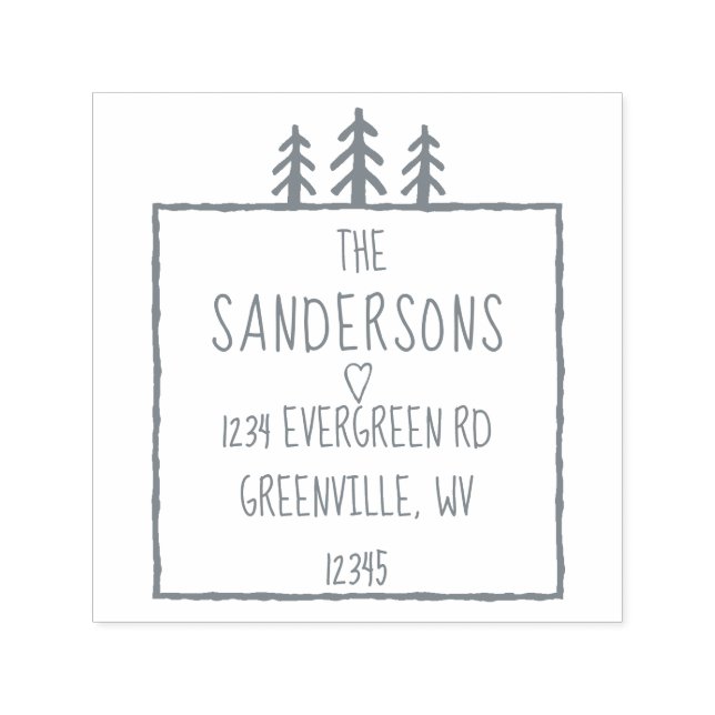 3 Bäume Rustikale Waldlandschaft Calm Forest Rücks Permastempel (Design)