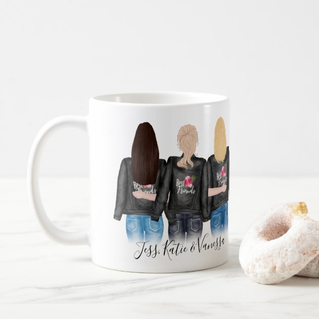 3 Beste Freunde Blonde Brünette BESTE FREUNDIN Fre Kaffeetasse (Mit Donut)