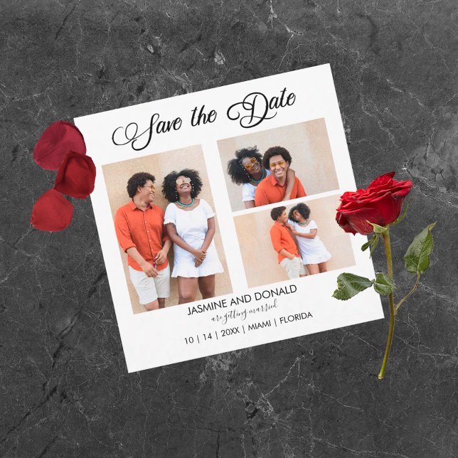 3 Bilder Flat Wedding Save the Date Card (Von Creator hochgeladen)