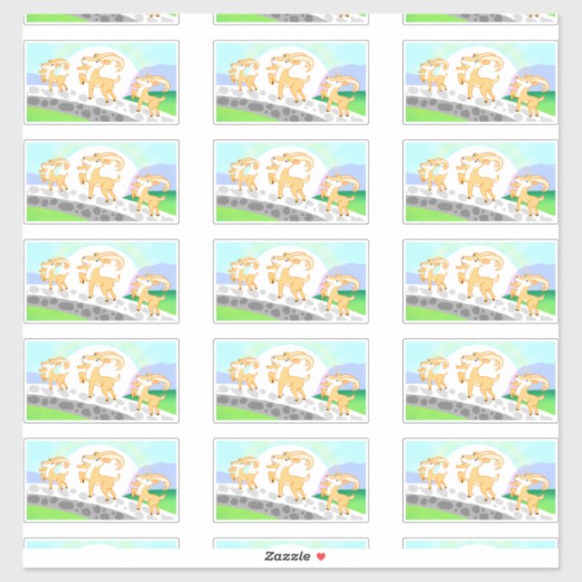 3 Billy Goat's Gruff-Konturkleber Aufkleber (Blatt)