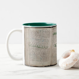 3 biologische Seiten Voynich-Manuskript-Illustrati Zweifarbige Tasse
