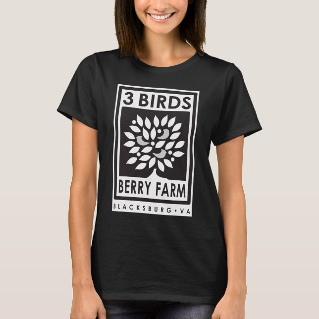 3 Birds Berry Farm Bio T - Shirt Schwarzes Logo (Vorderseite)