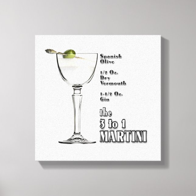 3 bis 1 (Nass) Martini Cocktail Rezept Art 12 "x12 Leinwanddruck (Vorderseite)