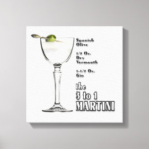 3 bis 1 (Nass) Martini Cocktail Rezept Art 12 "x12 Leinwanddruck