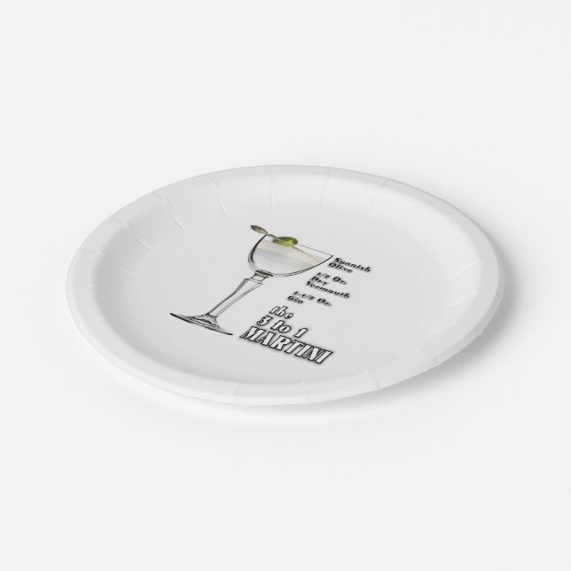 3 bis 1 (Nass) Martini Cocktail Rezeption Art: Pappteller (Schrägansicht)