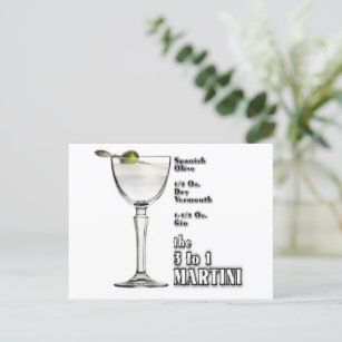 3 bis 1 (Nass) Martini Cocktail Rezeption Art: Postkarte