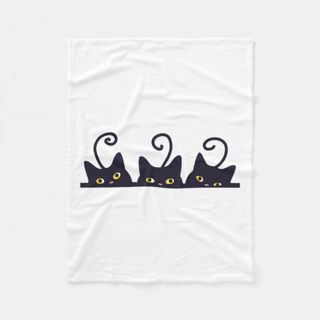 3 Black Cats Funny Cat Liebhaber Design Frauen Män Fleecedecke (Vorderseite)