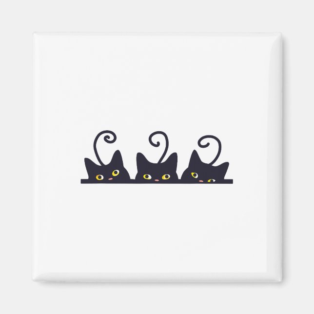 3 Black Cats Funny Cat Liebhaber Design Frauen Män Magnet (Vorne)