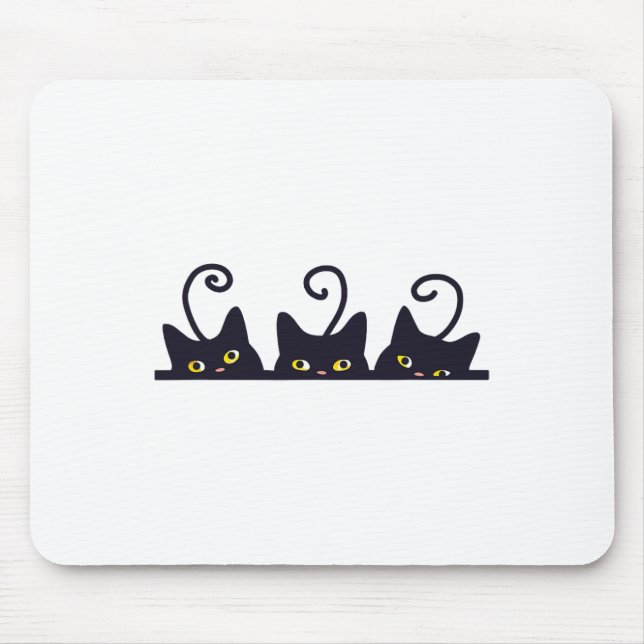 3 Black Cats Funny Cat Liebhaber Design Frauen Män Mousepad (Vorne)