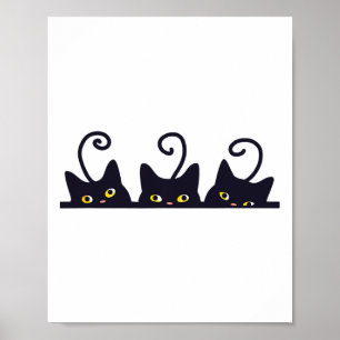 3 Black Cats Funny Cat Liebhaber Design Frauen Män Poster