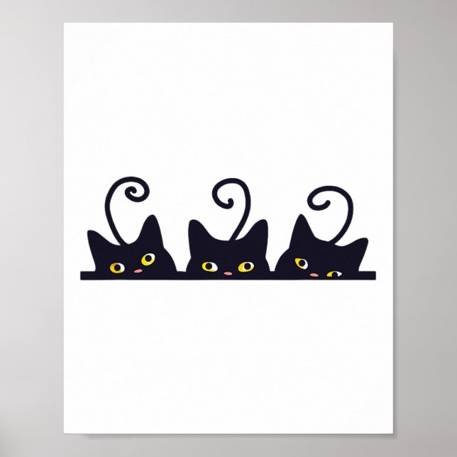 3 Black Cats Funny Cat Liebhaber Design Frauen Män Poster (Vorne)