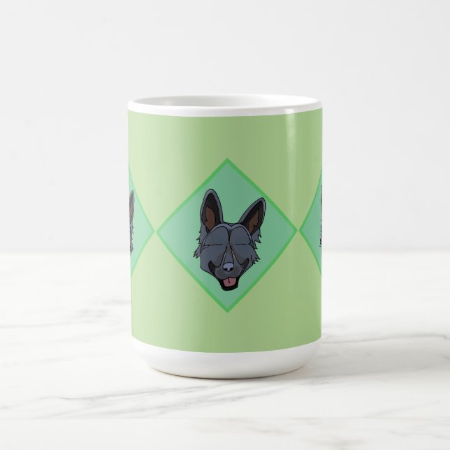 3 Black German Shepherds Green Diamond Tasse (Mittel)