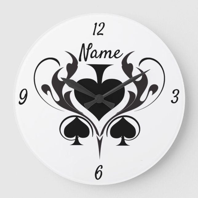 3 Black Spades Tribal Thunder_Cove  Große Wanduhr (Vorderseite)