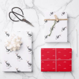 3 Blatt Funny Aussie Rudolf Xmas Verpackung