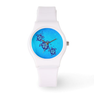 3 blaue Honu Schildkröten Armbanduhr