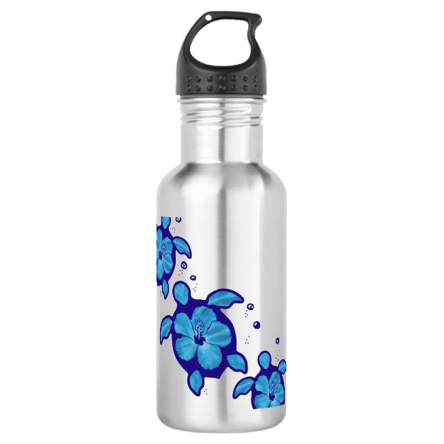 3 blaue Honu Schildkröten Edelstahlflasche (Vorderseite)